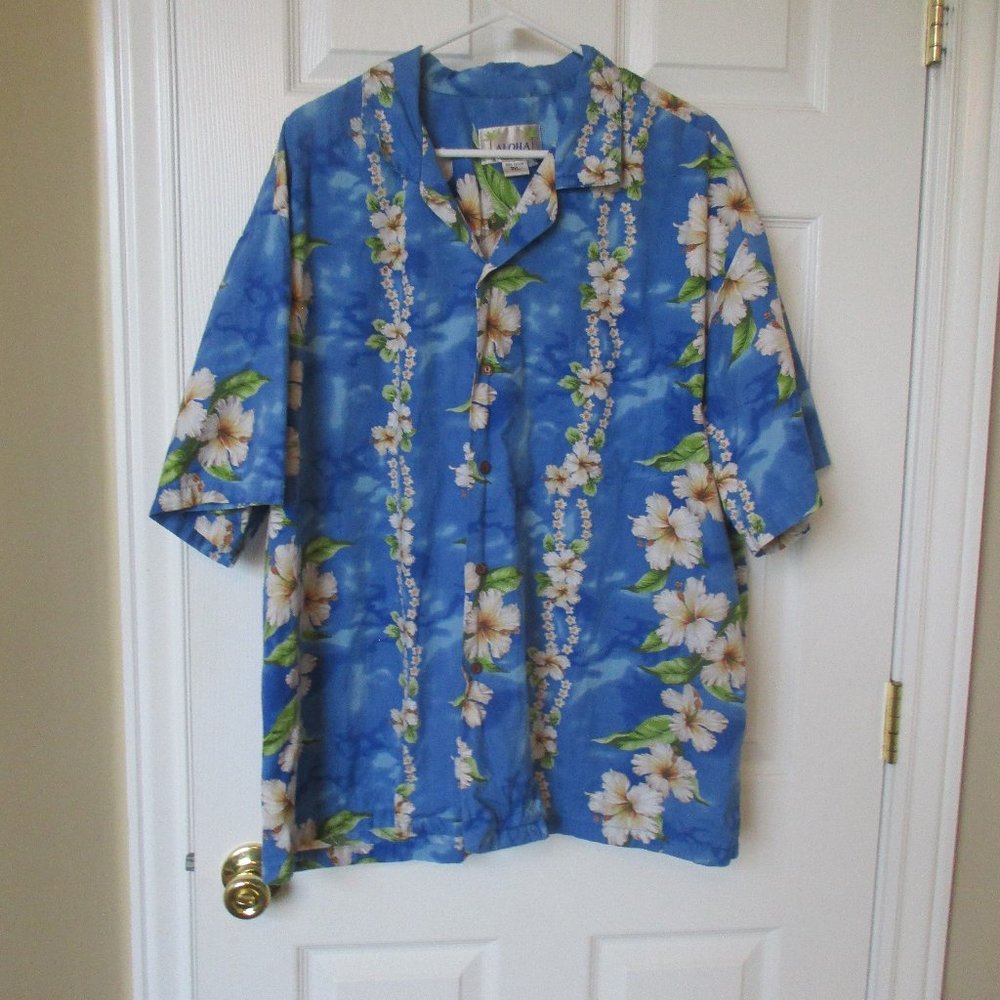 Hawaiian Shirt Mens size 3XL short Sleeve Cotton Aloha Hawaii